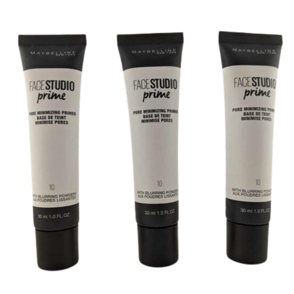 3 x Maybelline Face Studio Pore Minimising Primer 10 Blurring Powders 30ml NEW - Picture 1 of 9